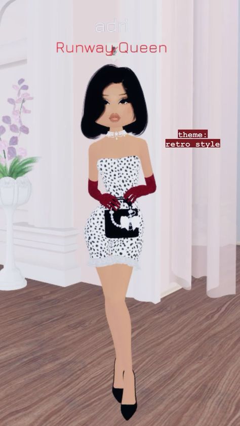 dress to impress - retro style outfit👜 Dress To Impress Roblox Game Retro Style, Dress To Impress Outfits Retro Style, Retro Glamour Dti Outfit, Dti Roblox Retro Style, Dti Theme Retro Style, Retro Style Dti Outfits, Retro Glamour Dress To Impress Outfit, Retro Dti Outfit, Dti Retro Glamour Theme Outfit