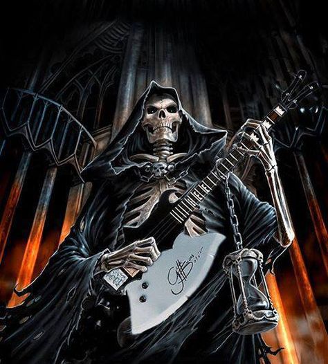 ; Skeleton With Guitar, Skeleton Pics, Silly Skeleton, Lup Singuratic, Arte Heavy Metal, Cool Skeleton, Grim Reaper Art, Metal Skeleton, Heavy Metal Art