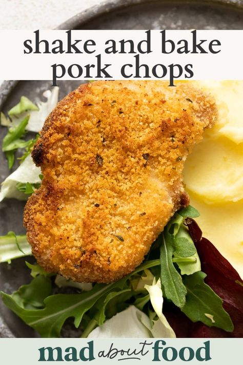 Make a batch of Shake and Bake Pork Chops that are crispy on the outside and juicy on the inside. They are SO easy to make and take just 10 minutes of prep work. Baked Pork Loin Chops, Baked Boneless Pork Chop Recipes, Shake And Bake Pork Chops, Bake Pork Chops, Baked Pork Loin, Baked Boneless Pork Chops, Shake And Bake Pork, Homemade Shake And Bake, Oven Baked Pork Chops