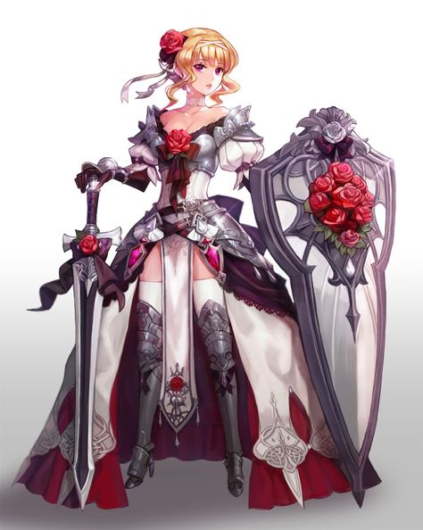 Rose Knight Armor, Rose Armor Concept Art, Rose Knight Art, Flower Armor Design, Flower Knight Art, Rose Character Design, Rose Armor, Floral Armor, Knight Of Flowers