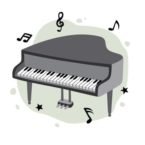 Piano lindo dibujado a mano en estilo de... | Premium Vector #Freepik #vector #piano-dibujo #piano-cola #teclado-musical #piano Gambar Piano, How To Draw A Piano, Piano Illustration Art, Piano Drawing Easy, Cartoon Piano, Piano Clipart, Piano Vector, Piano Illustration, Piano Drawing