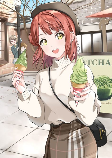 Ice Cream Cute, Matcha Ice Cream, Manga Poses, Eating Ice, Eating Ice Cream, Old Anime, Bts Chibi, Discord Server, Love Live