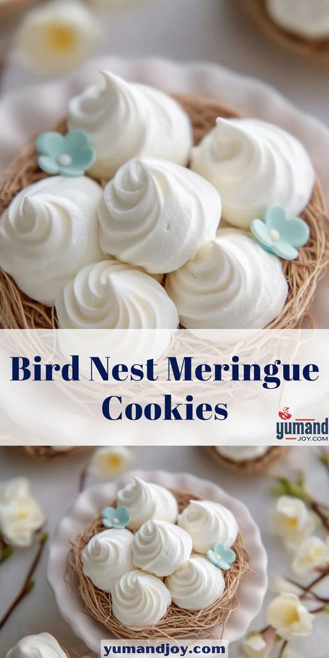 These bird nest meringue cookies are a delightful mix of crisp French meringue and a creamy center, topped with candy eggs for a festive Easter look! Perfect for springtime baking, Easter parties, or as a fun treat for kids. Simple Buffet, Easter Dinners, Baking Easter, French Meringue, Bird Cookies, Easy Bird, Candy Egg, Easter Menu, Traditional Easter