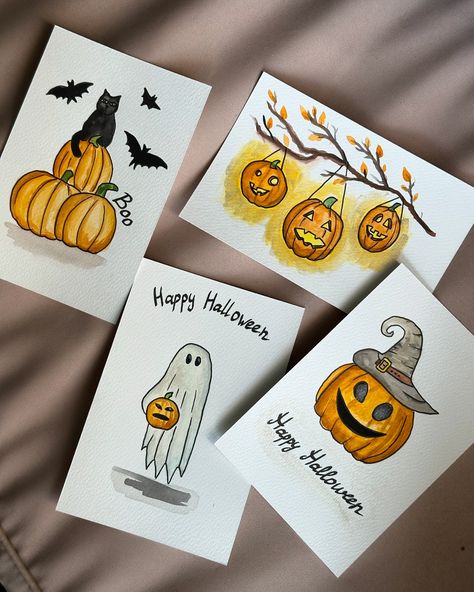 Happy Halloween cards 👻 🎃 You can buy on Etsy ➡️ https://anastashaartstore.etsy.com Happy Halloween Cards Diy, Halloween Card Ideas Handmade, Halloween Birthday Card Ideas, Halloween Cards Handmade Ideas For Kids, October Birthday Cards, Halloween Birthday Cards Handmade, Halloween Cards Handmade Ideas Easy, Fall Birthday Cards Handmade, Halloween Handmade Cards