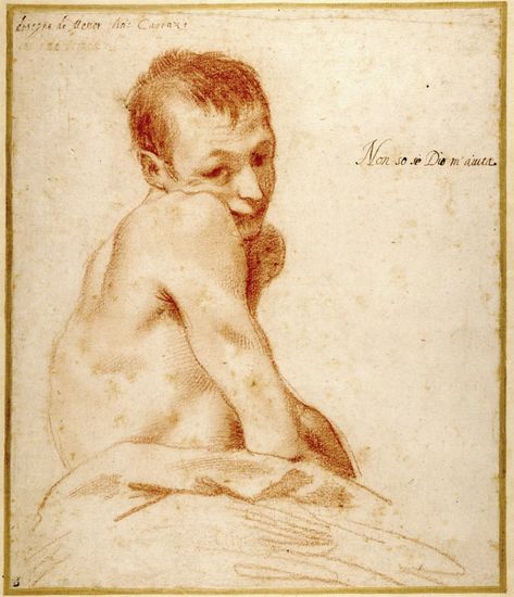 “Study of a Young Man” by Annibale Carracci, c. 1580-1590, red chalk on paper. The Trustees of the Chatsworth Settlement © Devonshire Collection, Chatsworth. Hunch Back, Annibale Carracci, Men's Study, Aubrey Beardsley, Portrait Drawings, Rembrandt Van Rijn, Caspar David Friedrich, Francisco Goya, Winslow Homer