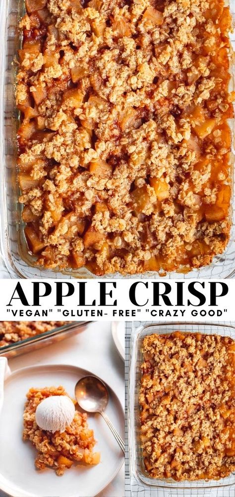 Apple Cinnamon Gluten Free, Apple Oatmeal Crisp Healthy, Vegan Gluten Free Apple Crisp Recipe, Apple Crisp Recipe With Oats Crumble Gluten Free, Vegan Gf Apple Crisp, Wfpb Apple Crisp, Apple Cobbler Vegan, Gf Apple Crisp Recipe, Gluten Free Vegan Apple Crisp