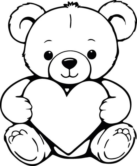 Mei Lock Coloring Pages For Preschoolers, Teddy Bear Drawing, Blue Butterfly Tattoo, Valentines Day Drawing, Valentines Day Coloring Page, Holding A Heart, Valentine Coloring Pages, Heart Coloring Pages, Season Of Love