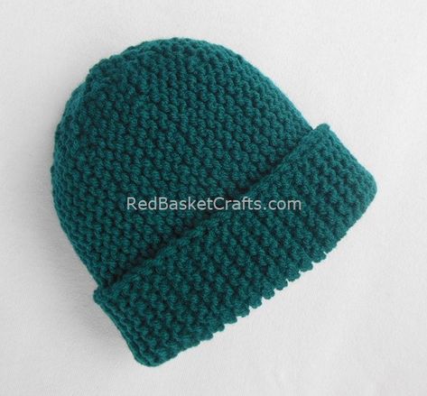 Boy Knitted Hats Pattern Free, Garter Stitch Beanie Pattern Free, Garter Stitch Hat Pattern Free, Toddler Hats Knitted Free Pattern, Garter Stitch Hat, Toddler Knitted Hat Patterns Free, Easy Hat Knitting Patterns, Seed Stitch Hat, Child Hat Knitting Pattern