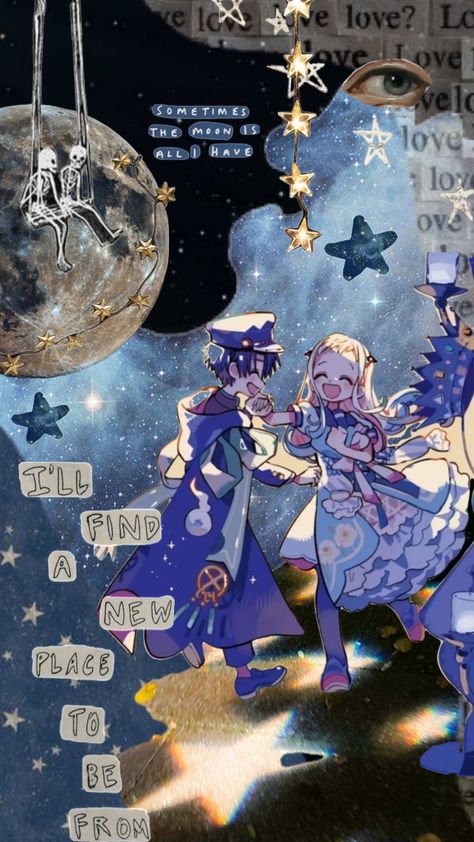 As a hananene stan tbhk is all about the moon and him and her 😔 #tbhk #hananene #jshk Tbhk Hananene, Toilet Boys, Poses References, A Silent Voice, Jibaku Shounen Hanako-kun, Izuku Midoriya, Pretty Art, Back Cover, Cute Wallpapers