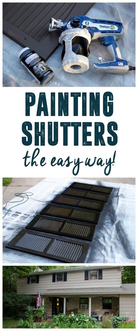 Paint Shutters, Painted Shutters, Shutters Diy, Front Door Black, Outdoor Makeover, Painting Shutters, Paint Vinyl, Vinyl Shutters, Folding Glass Doors