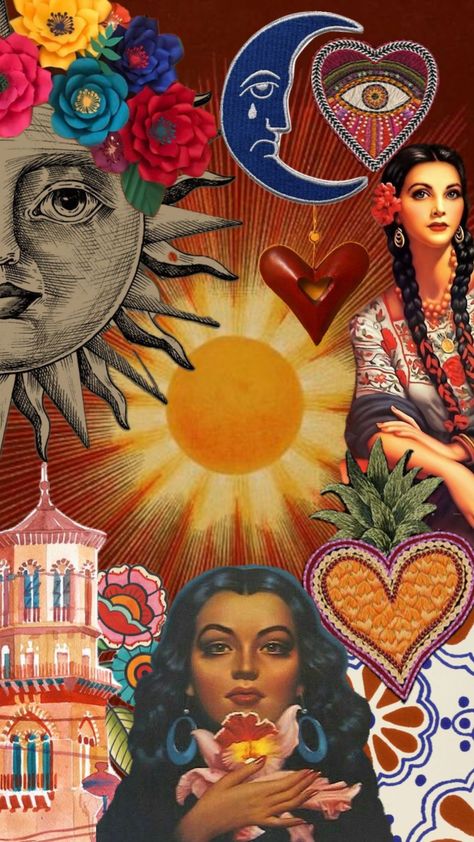 Mexican Screensaver, Cultura Mexicana Aesthetic, Latina Wallpaper Aesthetic, Chicana Aesthetic Wallpaper, Mexican Art Wallpaper, Mexico Aesthetic Wallpaper, Mexican Style Art, Mexican Pfp, Vintage Mexican Art