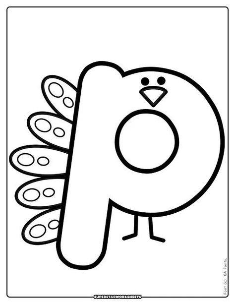 Free Letter P coloring pages for kids! Printable PDF alphabet coloring sheets featuring uppercase and lowercase letter p with beginning pictures for students to color in. Download and start coloring letter P today! #superstarworksheets #coloringpages #freeprintables #abc Letter P Coloring Page, Bubble Letter P, Free Alphabet Chart, Letter P Crafts, Sunflower Coloring Pages, Coloring Letters, Alphabet Activity, Teaching Printables, Turkey Coloring Pages