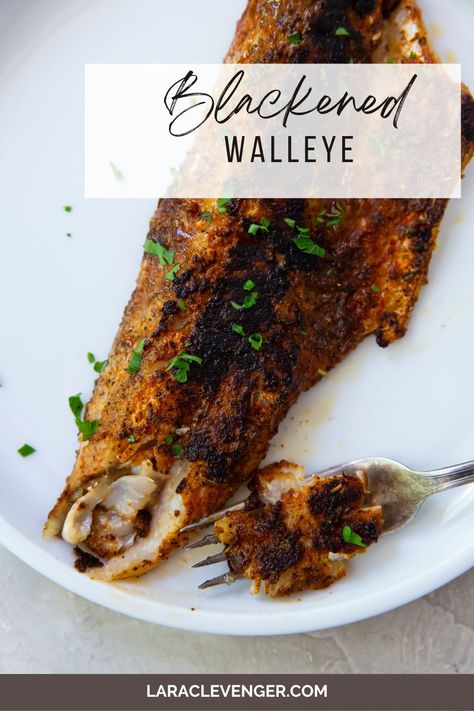 Blackened Walleye Walleye Fish Recipes Grilled, Best Way To Cook Pickerel, Bbq Pickerel Recipe, Pan Seared Walleye, Recipe For Walleye Fish, Walleye Recipes Cast Iron, Pan Fry Walleye Recipes, Walleye Pike Recipes, Traeger Walleye Recipes