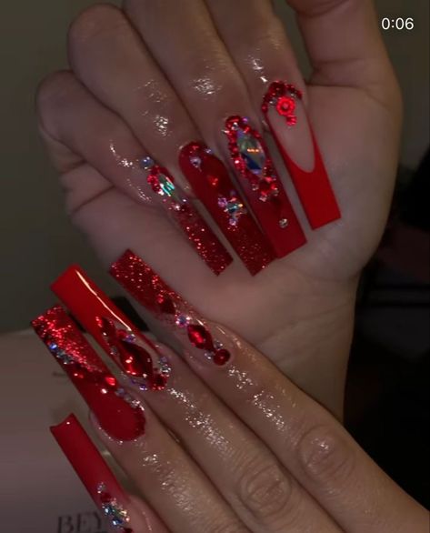 #red #rednails #rednailpolish #rednaildesigns #rednailsideas #acrylicnails #acrylic #acrylicnaildesigns #nails #nailart #nailpolish #naildesign #naildesignideas Quince Nails, Long Red Nails, Quinceanera Nails, Red Acrylic Nails, Long Acrylic Nail Designs, Glow Nails, Simple Acrylic Nails, Exotic Nails, Long Acrylic Nails Coffin