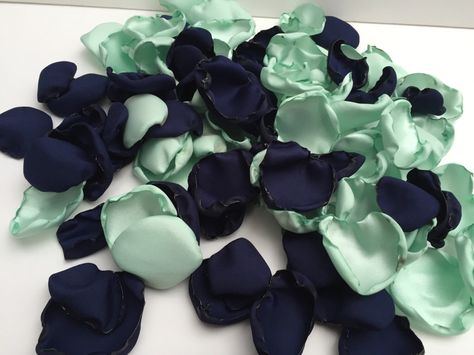 A personal favorite from my Etsy shop https://www.etsy.com/listing/269359961/navy-blue-and-seafoam-green-flower Wedding Decorations Navy Blue, Navy Mint Wedding, Rose Petals Table Decor, Seafoam Green Wedding, Seafoam Wedding, Wedding February, Mint Green Decor, Navy Blue Wedding Theme, Burgundy And Blush Wedding