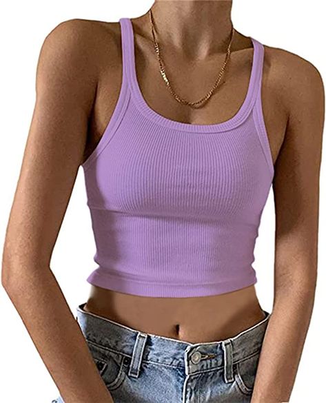 [AdLink] This Crop Top on Amazon Link🔗Click Purple Sleeveless Crop Tank Top Slim Fit Scoop Neck Ribbed Knit Basic Crop Cami Shirts Tops #croptop #top #womentop #crop #shirtstop Purple Top Outfit, Solid Skirt, Vest Crop Top, Cami Shirt, Dream Outfits, Activewear Brands, Cute Crop Tops, Crop Tank Top, Sport Dress