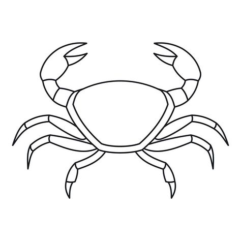 Crab icon, outline style Crustaceans Drawing, Crab Clip Art, Crab Line Art, Crab Drawing Easy, Coral Outline, Ocean Outline, Crab Silhouette, Crab Templates Free Printable, Crab Coloring Page