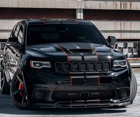 Black Jeep Trackhawk, Blacked Out Trackhawk, Dodge Trackhawk, Trackhawk Jeep, Track Hawk, Srt Trackhawk, Dodge Suv, Durango Hellcat, Srt8 Jeep