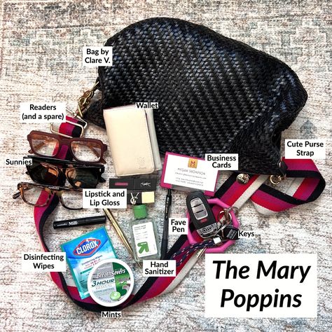 It’s a peek inside my bag 👜 - want to know what’s in there? It’s a mystery wrapped in an enigma...or maybe it’s just everything I could ever need! #WhatsInMyBag #Amazon #AmazonFashion #Over40Blog #Over40Style #Over40Fashion #Over40 #Over40Purse #Over50Blog #Over50Style #Over50Fashion #Over50 #Over50Purse #Purse #InsideMyPurse #MaryPoppinsBag #ClareVPurse #ClareV What’s In Your Purse, Purse Essentials Everyday, What's In My Purse Essentials, What’s In My Purse, Purse Must Haves Items, Mom Purse Essentials, Purse Essentials List, Mom Purses, What's In My Purse