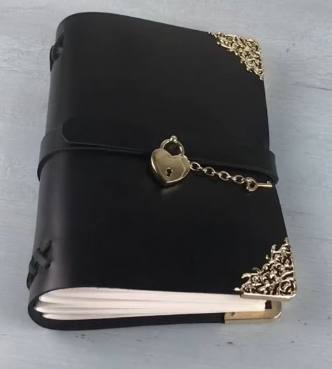 Black Diary, Ciel Black Butler, Journal With Lock, Diary With Lock, Pretty Journals, Study Stationery, Cute Notebooks, Scrapbook Journal, White Aesthetic