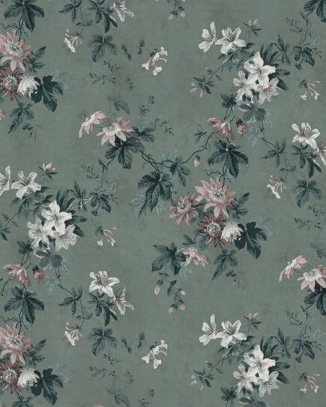 Add Beauty To Your Home on Instagram: “Faded Passion green is a wallpaper with a worn, textile-like surface that has a calming effect on your home. Place it in your bedroom,…” Sage Green And Blush Bedroom, Swedish Wallpaper, Green Chinoiserie, Green Floral Wallpaper, Wallpaper Australia, Moody Design, Sage Green Wallpaper, Sandberg Wallpaper, Interior Wallpaper