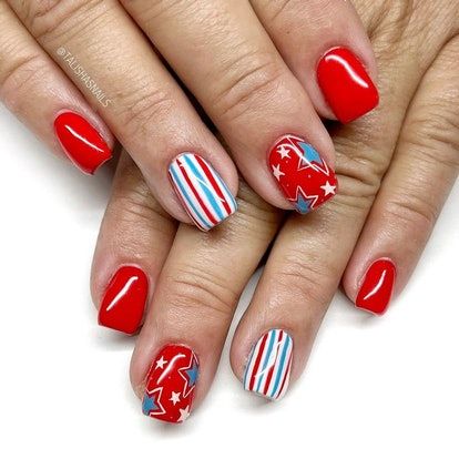 Gnome 4th Of July Nails, Crazy Fourth Of July Nails, Glitter Fourth Of July Nails, Forth If July Nails Easy, Patriotic Nails Design, 4thnof July Nails, Fourth Of July Nails, 4th Of July Nails, July Nails