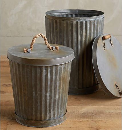 Anthropologie Is Selling This Trash Can For $100 And People Are Appalled Metal Trash Cans, Dog Food Storage Containers, Dog Food Container, Trash Day, Dog Food Storage, Diy Metal, West Village, Trash Bins, Garbage Can