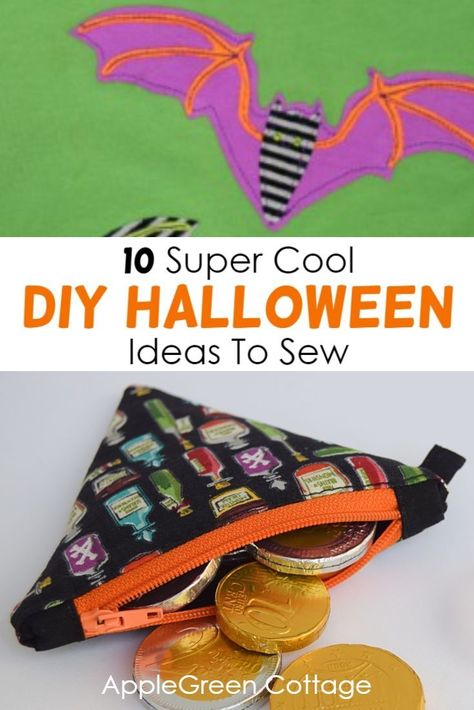 Halloween Fabric Scrap Projects, Halloween Decorations Sewing, Things To Sew For Halloween, Sewing Projects For Halloween, Halloween Sewing Patterns Free, Halloween Fabric Ideas, Fall Sewing Projects Easy, Easy Halloween Sewing Projects, Sewing Halloween Projects