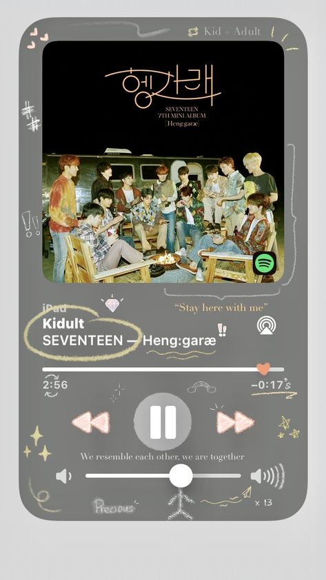 Spotify playlist, aesthetics, music, song, playlist, doodles, Spotify Seventeen Kidult Wallpaper, Svt Kidult, Kidult Seventeen Lyrics, Seventeen Spotify Aesthetic, Seventeen Song Wallpaper, Seventeen Song Lyrics, Kidult Seventeen, Seventeen Doodle, Seventeen Spotify