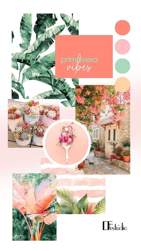 Tropical Chic Color Palette, Tropical Pastel Color Palette, Muted Tropical Color Palette, Palm Springs Color Palette, Salon Color Schemes, Mood Boards Layout, Tropical Wedding Color Palette, 2025 Color Trends, Seaside Cafe