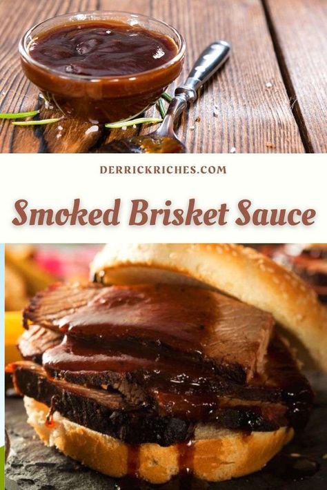 Smoked Brisket Sauce - A nice, rich tomato-based sauce that compliments the natural beefiness of brisket. #bbq #brisket #sauce #bbqsauce #brisketsauce via @derrickriches Brisket Sauce Recipe, Bbq Brisket Recipes, Brisket Flat, Pork Brisket, Outdoor Cooking Recipes, Brisket Recipe, Beef Brisket Recipes, Bbq Brisket, Brisket Sandwich