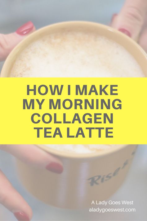 Are you excited for your morning beverage, like I'm excited for mine? Here's how I make my morning collagen tea latte ... Health Benefits Of Collagen, Benefits Of Collagen, Collagen Recipes, Collagen Drink, Green Tea Latte, Vital Proteins, Morning Drinks, Superfood Smoothie, Collagen Powder