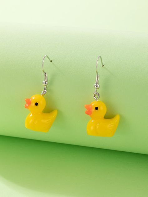 Yellow Cute Collar  Polyresin   Embellished   Women's Fashion Jewelry Cartoon Earrings, Duck Earrings, Ears Pierced, Xmas 2024, Embellished Fashion, Sanders Sides, Christmas Idea, Fun Jewelry, Earring Holder