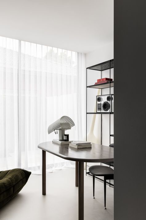 Waterloo by C.Kairouz Architects • A new development offered an interior design director homeowner to respond with a home that explores the blending of new and old through a monochromatic, minimalistic lens.

#desk #office #homeoffice #apartmentinterior #interiordesign #architecture #australianhomes #monochromaticinterior #blackandwhiteinterior #dreamhome #dreamhouse #archdaily #homebuilders #minimalisthomes #minimalistapartment Monochromatic Minimalist, Minimal Interiors, Minimal Architecture, Minimalist Apartment, The Local Project, Minimalism Interior, One Bedroom Apartment, Minimalist Interior, Residential Design