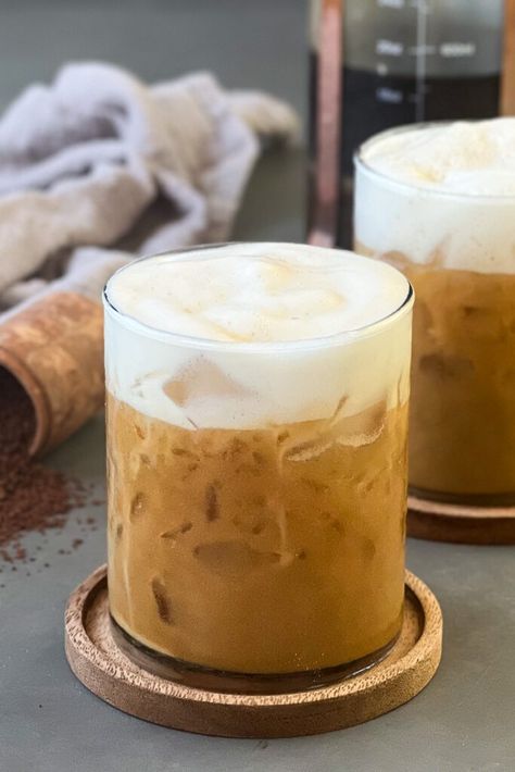 Vegan Sweet Cream Cold Foam Vegan Sweet Cream Cold Foam, Vegan Cold Foam, Starbucks Flavors, Coffee Concentrate, Making Cold Brew Coffee, Rose Milk, Maple Cream, Starbucks Copycat, Cold Coffee