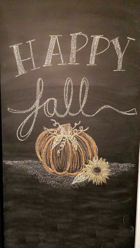 Chalk Drawing Ideas, Happy Fall Yall Wallpaper, Fall Chalkboard Art, Simple Fonts, Fall Chalkboard, Chalkboard Art Quotes, Chalkboard Wall Art, Chalkboard Doodles, Blackboard Art