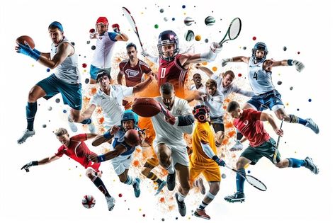 Sport Collage Ideas, Sports Mix, Different Sports, Sports Images, Business Card Maker, Card Banner, Poster Invitation, Presentation Template Free, Vintage Sports