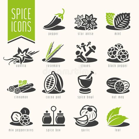 Spice icon set. Herbs can be used in studies such as the nature and quality icon #Sponsored , #SPONSORED, #SPONSORED, #icon, #nature, #quality, #set Herb Logo, Nature Logo Design, Flower Logo Design, Spice Labels, Event Poster Design, Cartoon Character Pictures, Aesthetic Eyes, Company Logo Design, Natural Logo