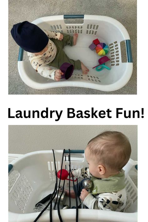 Activities For 8 Month Old Baby, 6 Months Old Activities, Grandchildren Activities, Baby Laundry Basket, Activities For Babies, Sensory Games, Simple Activities, Baby Laundry, Baby Activities