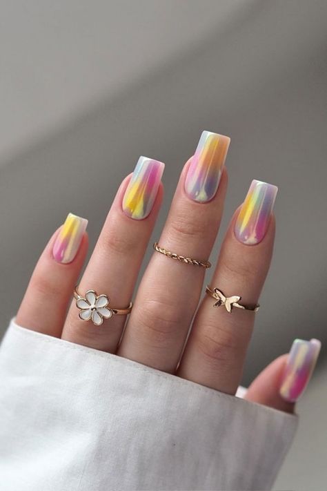 summer nails, summer nail art, summer nails color Chrome Square Nails, Aura Chrome Nails, Summer Holiday Nails, Summer Time Nails, Pink Tip Nails, Sheer Nails, Cute Summer Nail Designs, Glitter French Tips, Summer Nail Designs