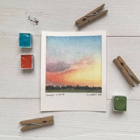 Watercolor Polaroid Paintings, Watercolor Polaroid, Watercolor Tags, Learn Watercolor Painting, Watercolor Art Paintings, Watercolor Paintings For Beginners, Watercolour Inspiration, Gouache Art, Watercolor Paintings Easy