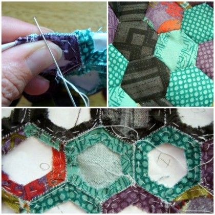 Sewing Hexagons Together, Quilting Hexagons, Patchwork Hexagonal, Hexagon Quilt Tutorial, Quilt Hexagon, Hexie Quilts, Hexagon Quilt Pattern, Hexagon Patchwork, Hexagon Quilts