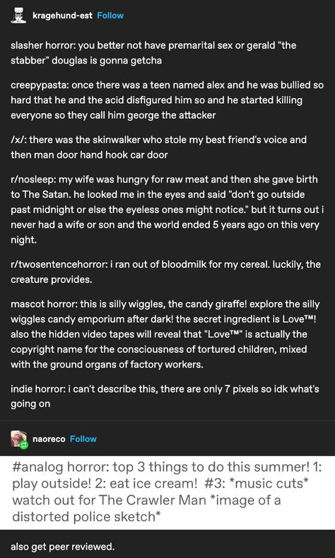 Eldritch Horror Tumblr, Tumblr Horror, Creepy Tumblr, Internet Horror, Analog Horror, Book Writing Inspiration, Funny Tumblr Posts, The Text, What’s Going On