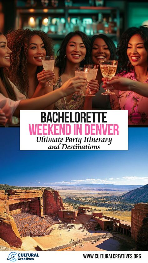 Bachelorette Weekend in Denver: Celebrate with friends over drinks in a lively bar setting and enjoy breathtaking views at the iconic Red Rocks Amphitheatre. Denver Bachelorette Party, Denver Bachelorette, Weekend In Denver, Party Agenda, Party Itinerary, Denver Restaurants, Bachelorette Party Itinerary, Creative Party Ideas, Rooftop Bars