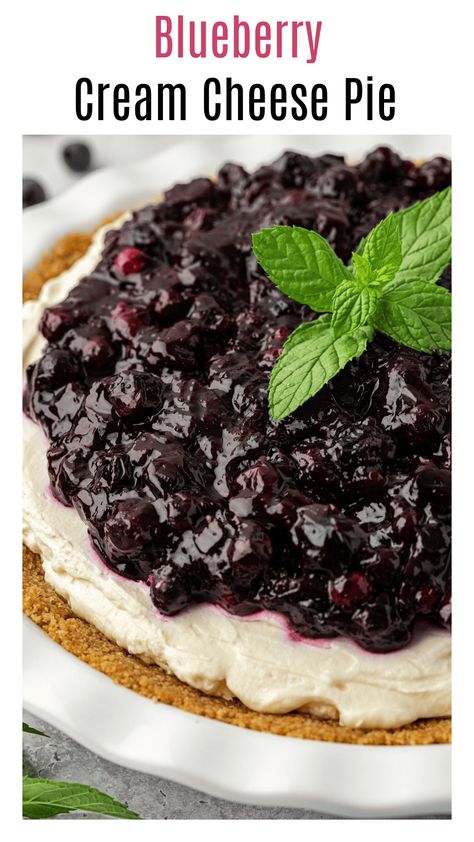 This no bake blueberry cream cheese pie starts with a buttery graham cracker crust, then topped with a silky cream cheese filling, and a sweet blueberry pie filling. This no bake pie is the perfect spring and summer dessert that can be made ahead of time and ready to be served with homemade whipped cream! Cheesy Ranch Chex Mix, Ranch Chex Mix Recipes, Blueberry Cream Cheese Pie, Ranch Chex, Ranch Chex Mix, Best Coconut Cake Recipe, Mini Blueberry Pies, Strawberry Cream Cheese Pie, Cream Cheese Pie Recipes