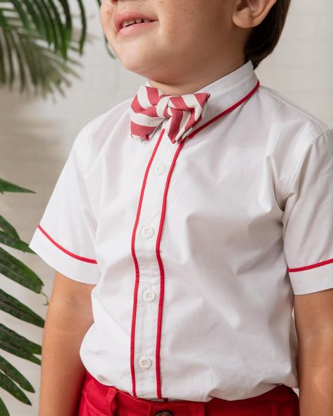 Shobi’s style game: Red hot with a dash of crisp white, topped off with a coordinating bow tie for that extra flair. 🔴⚪ #DapperDetails #BoldAndBright #littleandloom Classic White Bow Tie With Detachable Bow, Adjustable White Bow Tie With Decorative Bow, Red Tie With Decorative Bow, Red Dapper Bow Tie, Polka Dot Bow Tie, Red Hot, Short Sets, White, Red