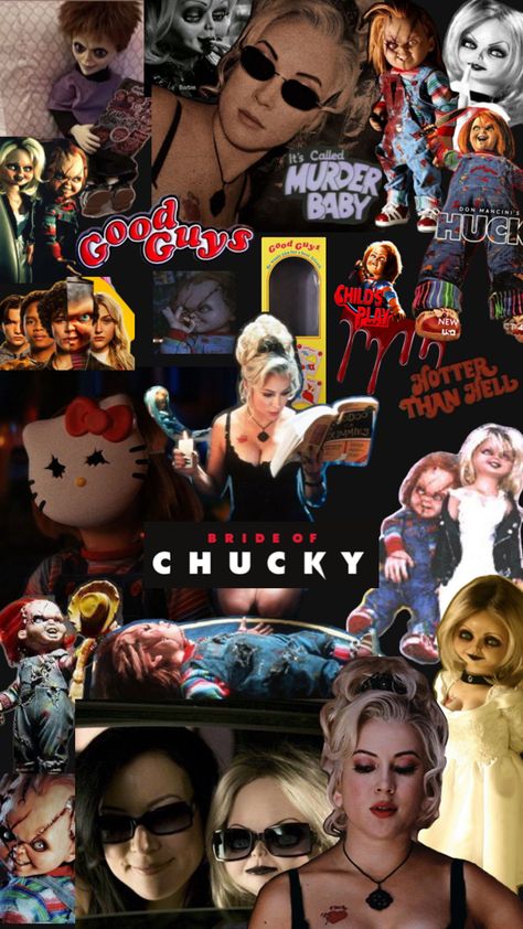 Bride Of Chucky Wallpaper, Chucky Wallpaper, Chucky Movies, Halloween Collage, Cereal Killer, Bride Of Chucky, Aesthetic Movies, Screen Savers, Phone Backgrounds