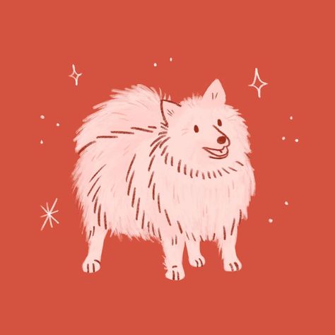 Fluffy Dog Illustration, Pet Illustration Design, Rachel Wallpaper, Pomeranian Illustration, Keeshond Dog, Dog Illustrations, Keep Me Safe, Creepy Images, Animal Illustration Art