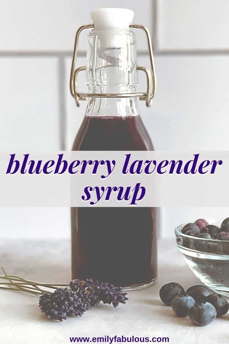 Blueberry Lavender Simple Syrup, Blueberry Witchcraft, Blueberry Lavender Syrup, Summer Coffee Syrups, Homemade Drink Syrups, Blueberry Simple Syrup Recipe, How To Make Lavender Syrup, Blueberry Syrup For Drinks, Lavender Simple Syrup Recipe