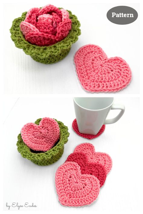 10+ Coasters and Holder Set Crochet Patterns - Page 3 of 3 Crochet Quick Gift Ideas, Crochet Cup Coasters, Crochet Coaster Patterns Free, Easy Crochet Mother’s Day Gift, Coaster Crochet Ideas, Crochet Coasters Pattern Free, Crochet Coasters Flower Pot Free Pattern, Flower Crochet Coasters, Crochet Cool Ideas